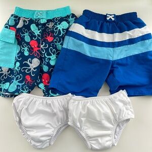 Green Sprouts Snap Reusable Swim Diapers and Swim Trunks with Built-In Diaper 3T